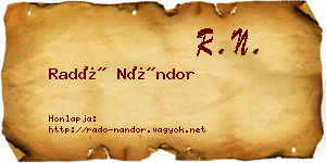 Radó Nándor névjegykártya